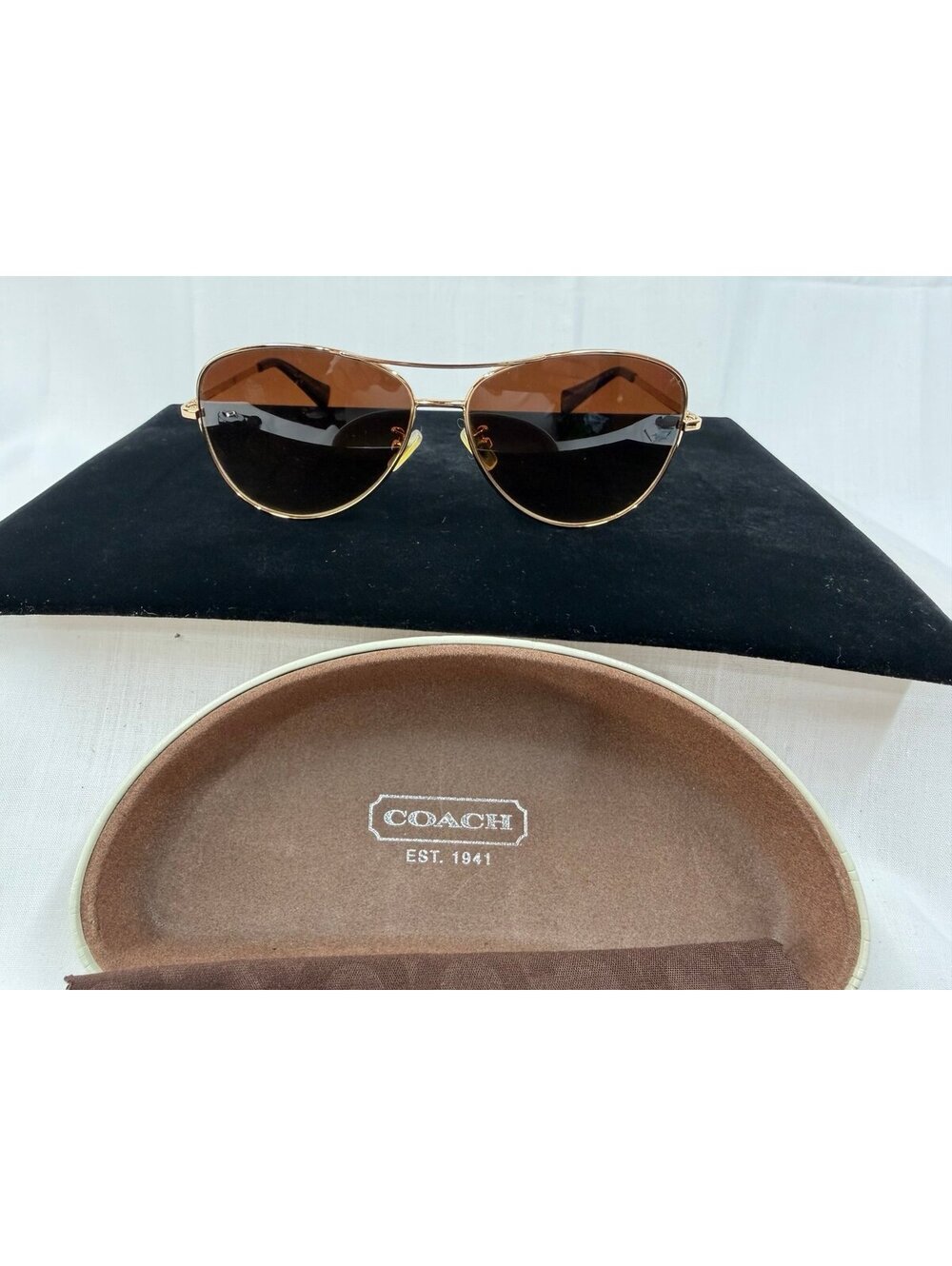 Coach golden Hardware Metal Pilot Sunglasses Womens